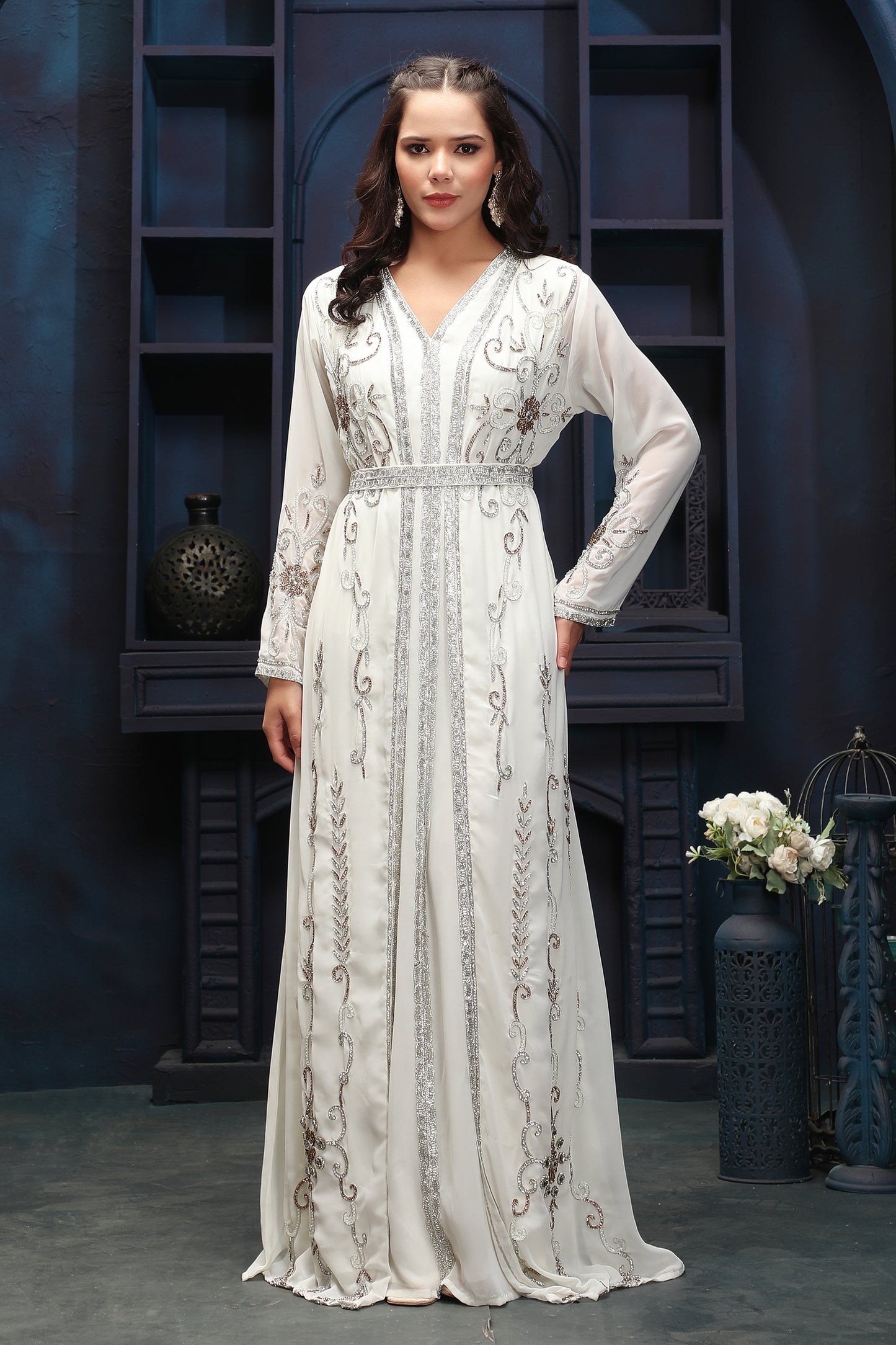 Designer Cream White Ethnic Gown with Premium Finish Maxim Creation Designer Cream White Ethnic Gown with Premium Finish Maxim Creation