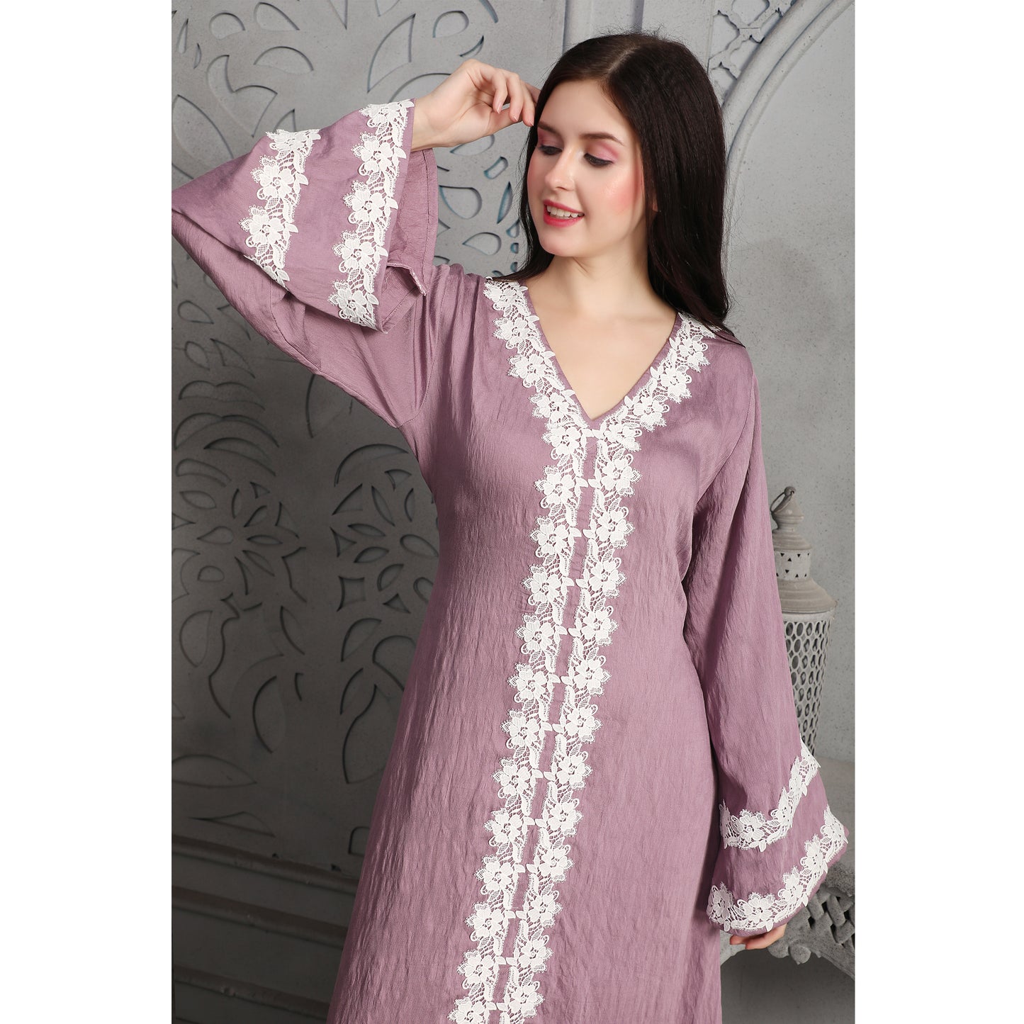 pink lace arab dress Shop Cheap Pink V Neck Saudi Arabic Modest Lace Long Sleeve Formal Evening Prom Dress under
