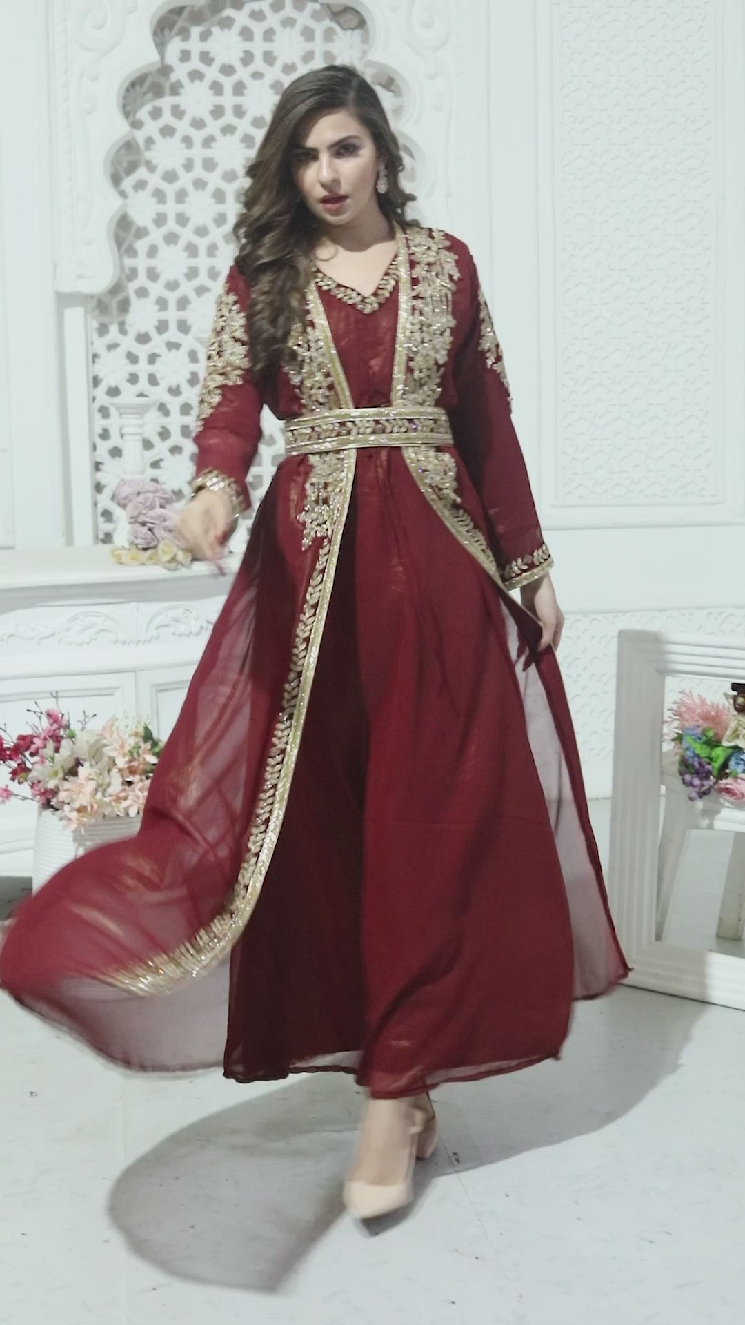 Load and play video in Gallery viewer, Ramadan Special Dubai Abaya Sequins Embroidery Dress
