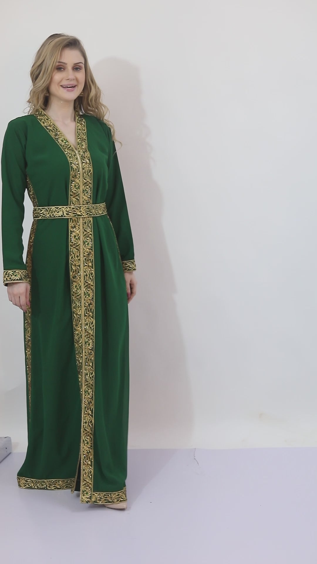 Load and play video in Gallery viewer, Moroccan Kaftan Khaleeji Thobe Maxi Gown
