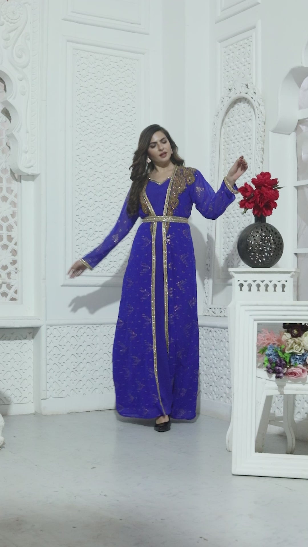 Load and play video in Gallery viewer, Designer Kaftan Heena Tea Party Maxi Gown
