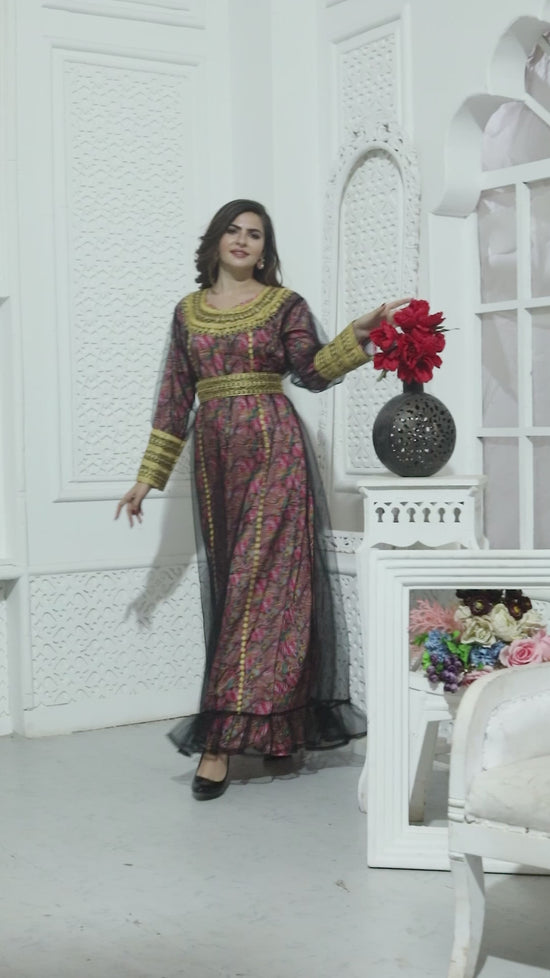 Load and play video in Gallery viewer, Eid Mubarak Ramadan Abaya Dubai Turkey Kaftan Gown
