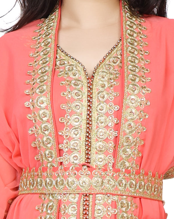 Load image into Gallery viewer, Kaftan With Golden Lace Work - Maxim Creation
