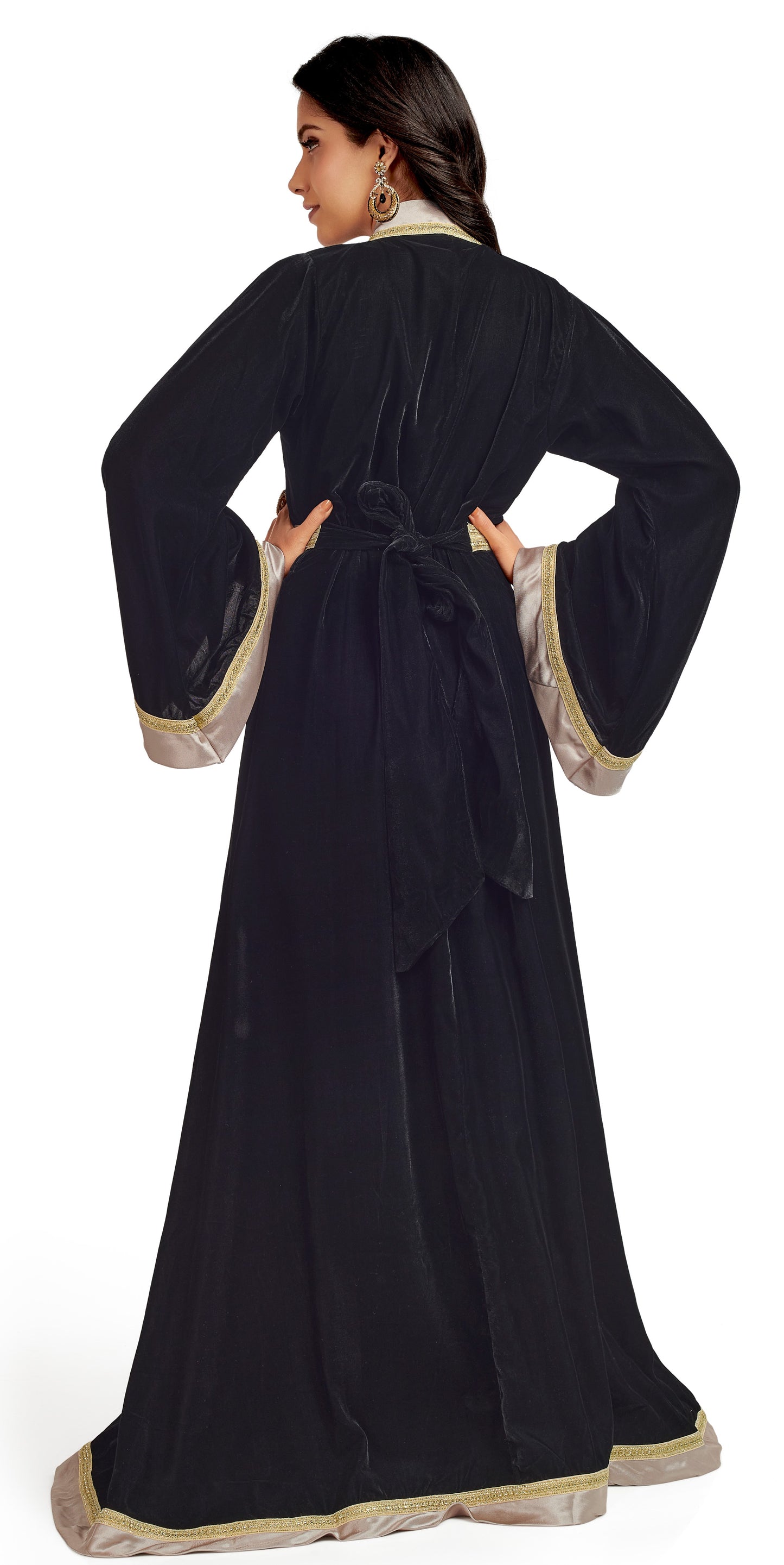Classic Black Velvet Party Gown 5XL / 54 Inches / No Scarf Classic Black Velvet Party Gown 5XL / 54 Inches / No Scarf