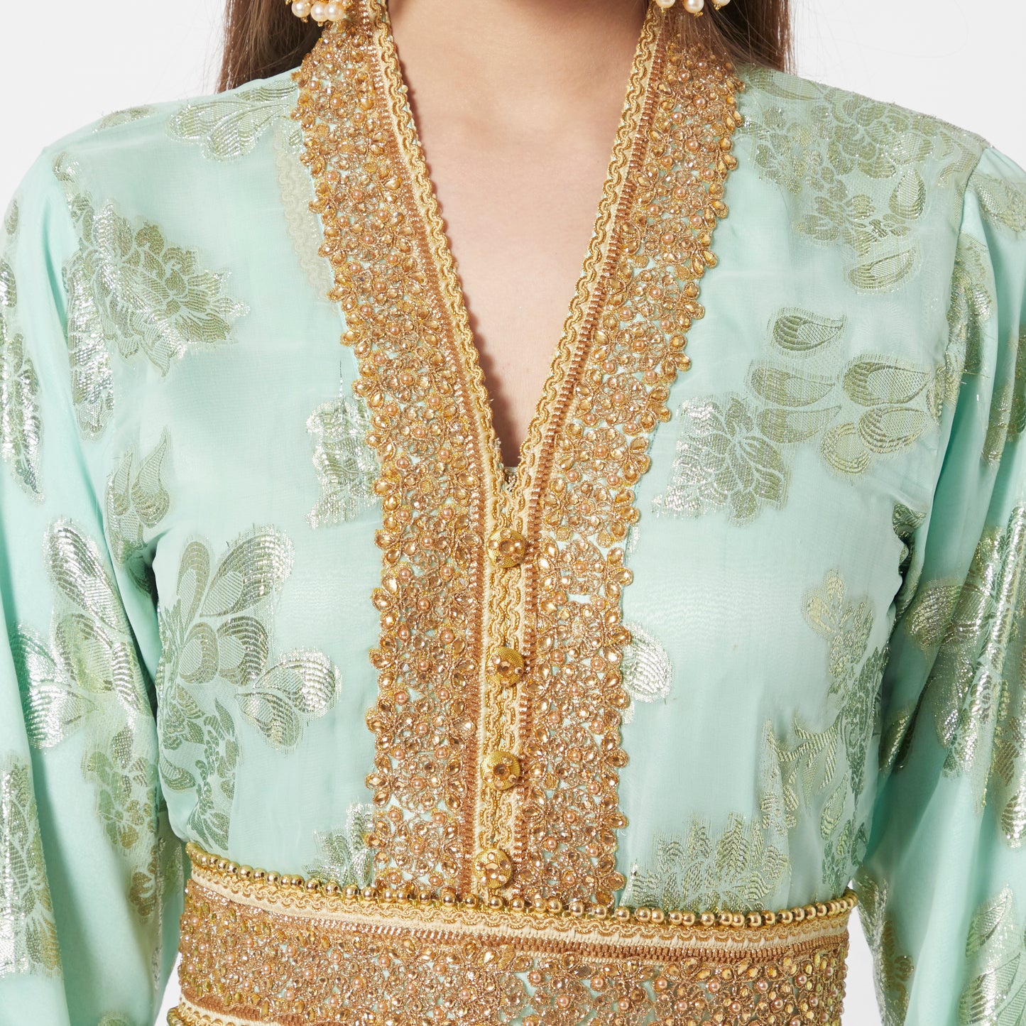 Designer Jellebiya Arabian Party Dress Khaleeji Thobe in Brasso Fabric - Maxim Creation