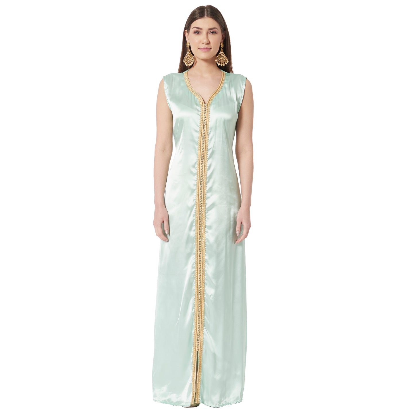 Load image into Gallery viewer, Designer Jellebiya Arabian Party Dress Khaleeji Thobe in Brasso Fabric - Maxim Creation
