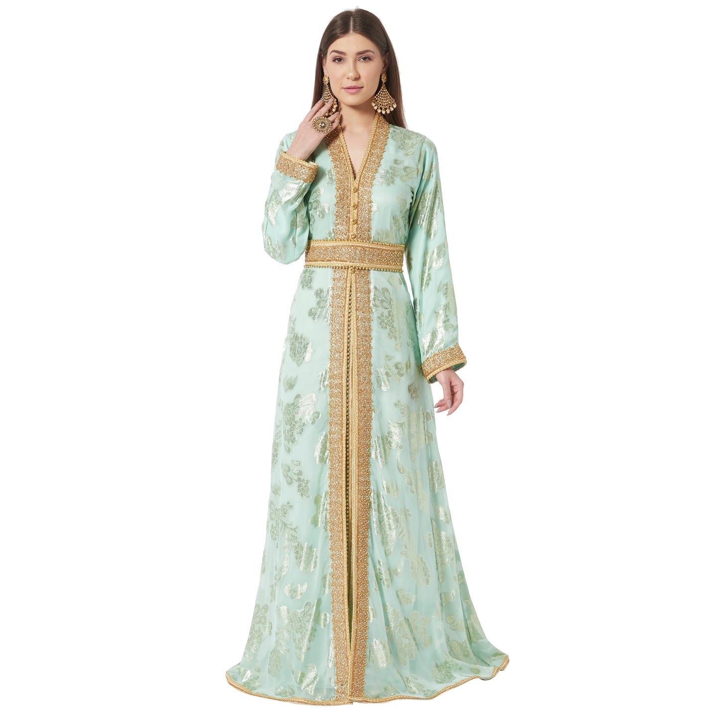Designer Jellebiya Arabian Party Dress Khaleeji Thobe in Brasso Fabric XL / 50 Inches / Matching Embroidered Scarf (24 X 71 Inches) Designer Jellebiya Arabian Party Dress Khaleeji Thobe in Brasso Fabric XL / 50 Inches / Matching Embroidered Scarf (24 X 71 Inches)