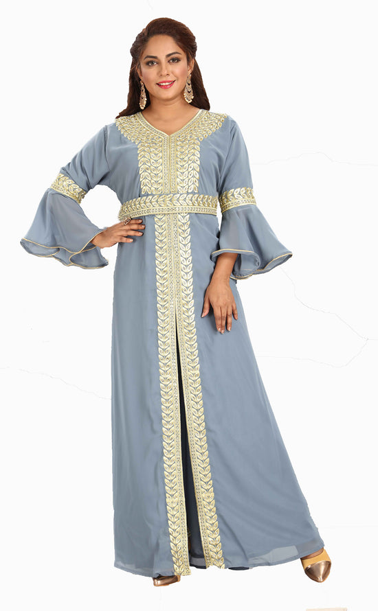 Arabian Kaftan With Long Bell Sleeve And Pant - Maxim Creation