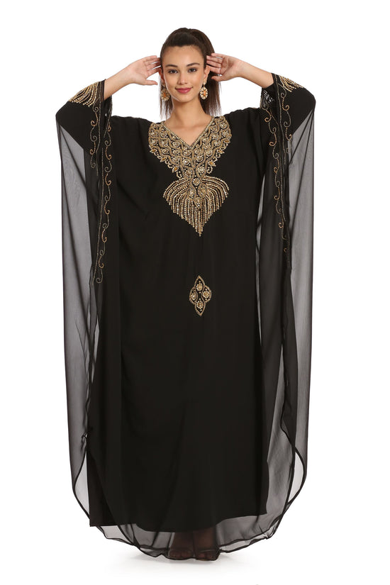 Load image into Gallery viewer, Handicraft Kaftan dress Embellished with Beads and Crystals - Maxim Creation
