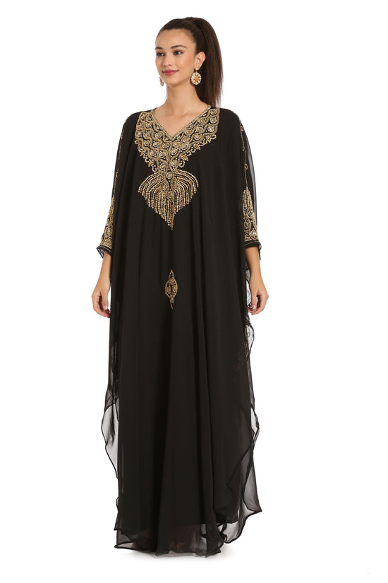 Load image into Gallery viewer, Handicraft Kaftan dress Embellished with Beads and Crystals - Maxim Creation
