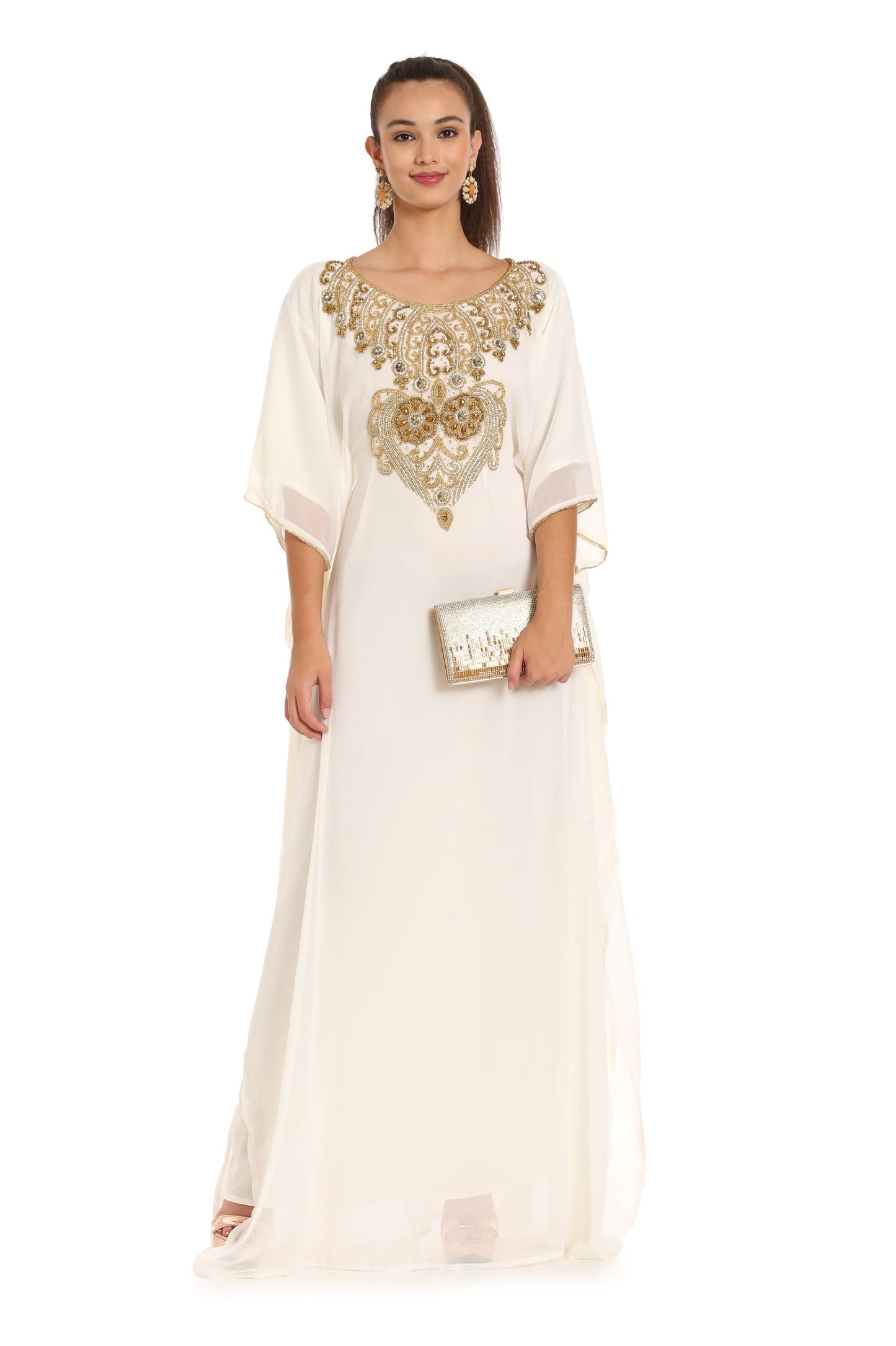 Long Tunic in Cream Farasha Evening Tea Party Dress Long Tunic in Cream Farasha Evening Tea Party Dress