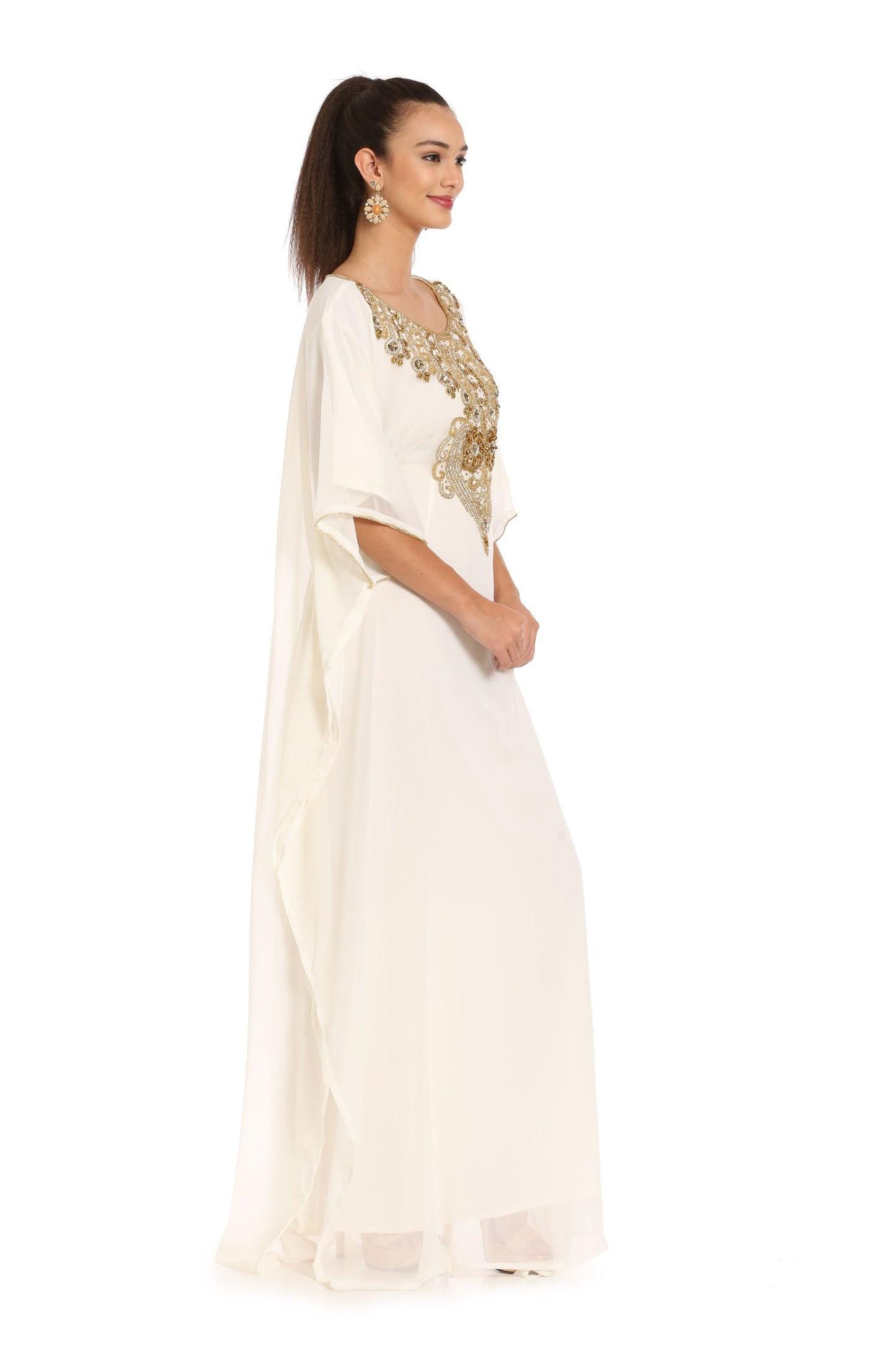 Long Tunic in Cream Farasha Evening Tea Party Dress Long Tunic in Cream Farasha Evening Tea Party Dress