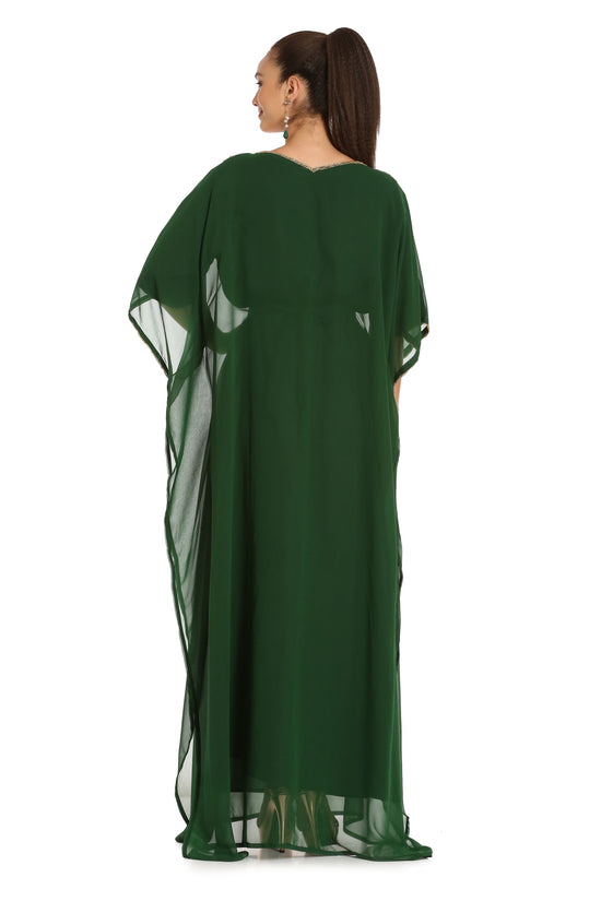 Charger l&amp;#39;image dans la galerie, Embroidery Kaftan in Green by Maxim Creation - Maxim Creation
