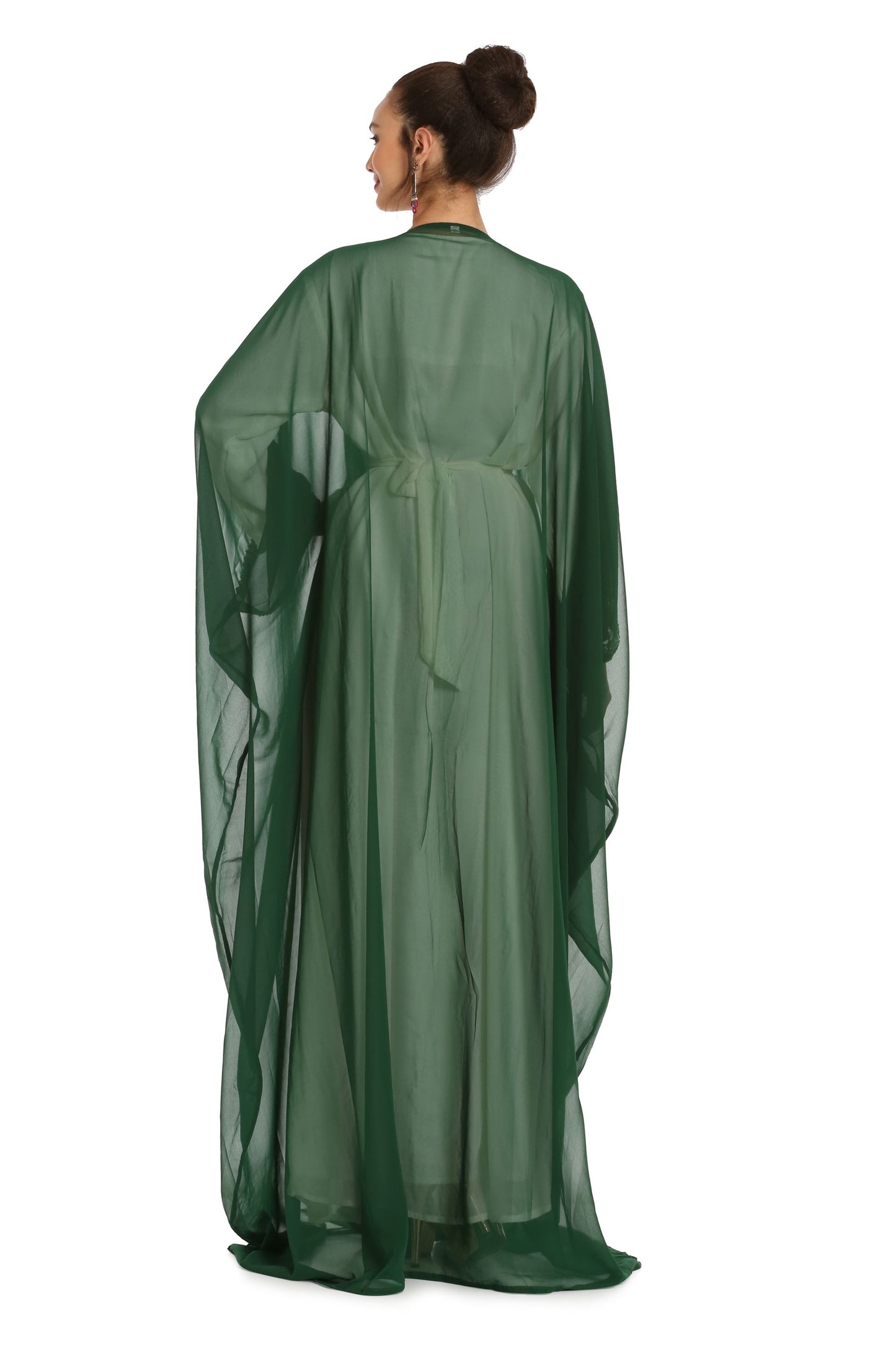 Dubai Farasha Tea Party Jellebiya in Green by Maxim Creation Dubai Farasha Tea Party Jellebiya in Green by Maxim Creation