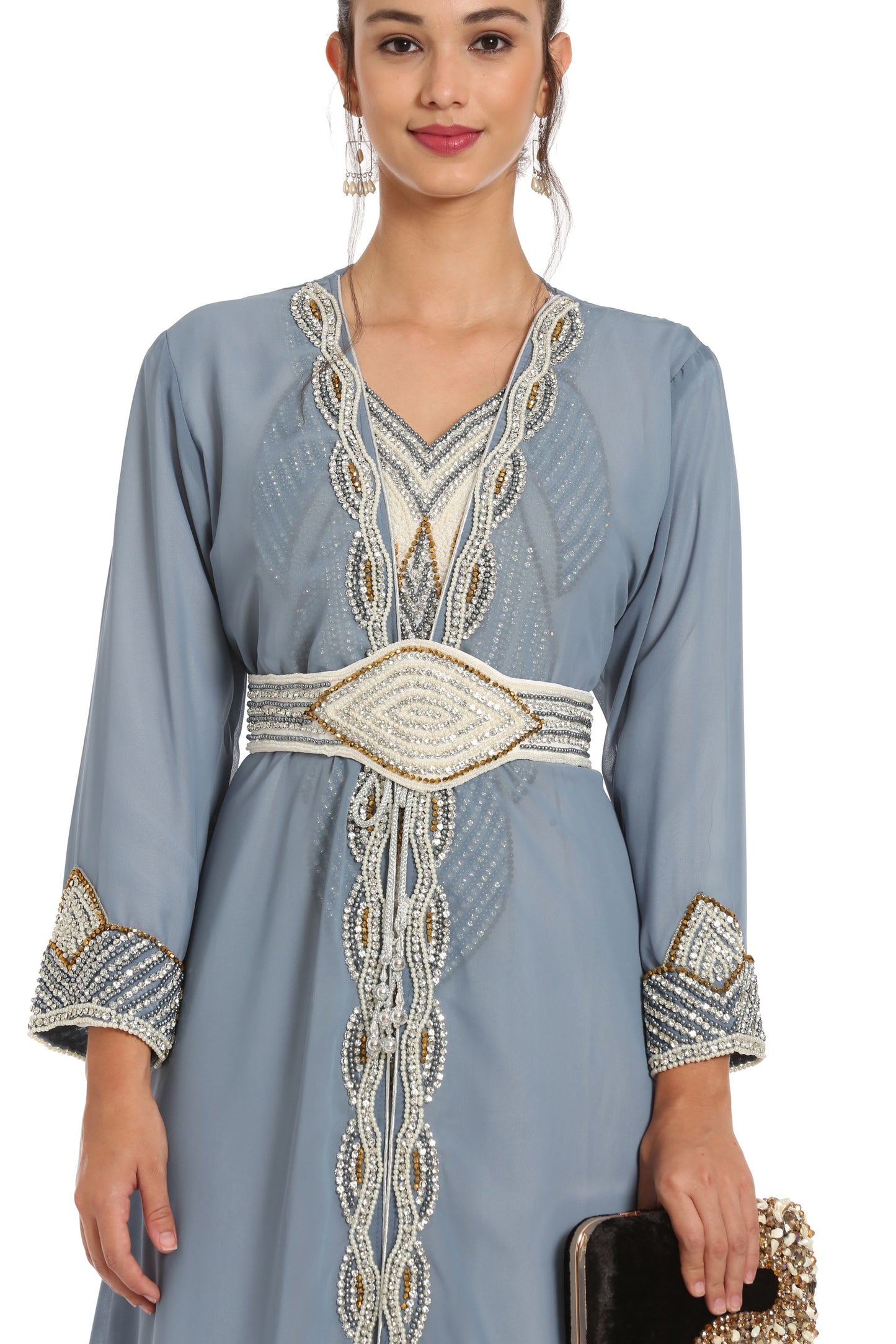grey kaftan dress Linen dress Odette L / Dark blue