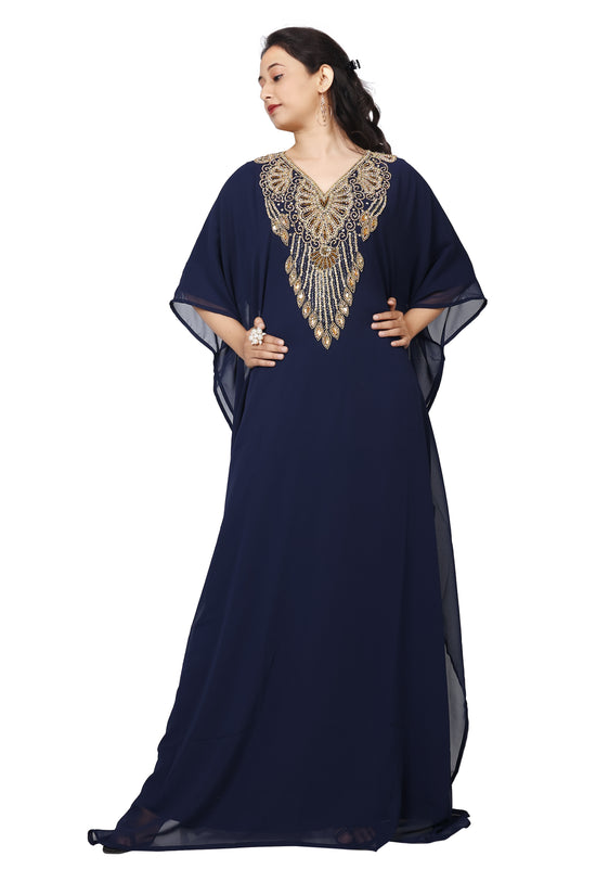 Load image into Gallery viewer, Embroidery Kaftan Handicraft Caftan In Navy Blue by Maxim Creation - Maxim Creation
