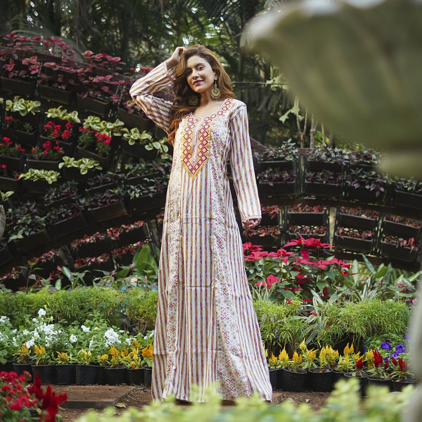 Designer Kaftan Maxi Gown Thread Embroidery Jalabiya Maxim Creation Designer Kaftan Maxi Gown Thread Embroidery Jalabiya Maxim Creation