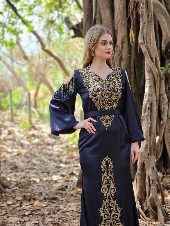 Load image into Gallery viewer, Moroccan Dubai Party Wear Maxi Dress Jalabiya For Women
