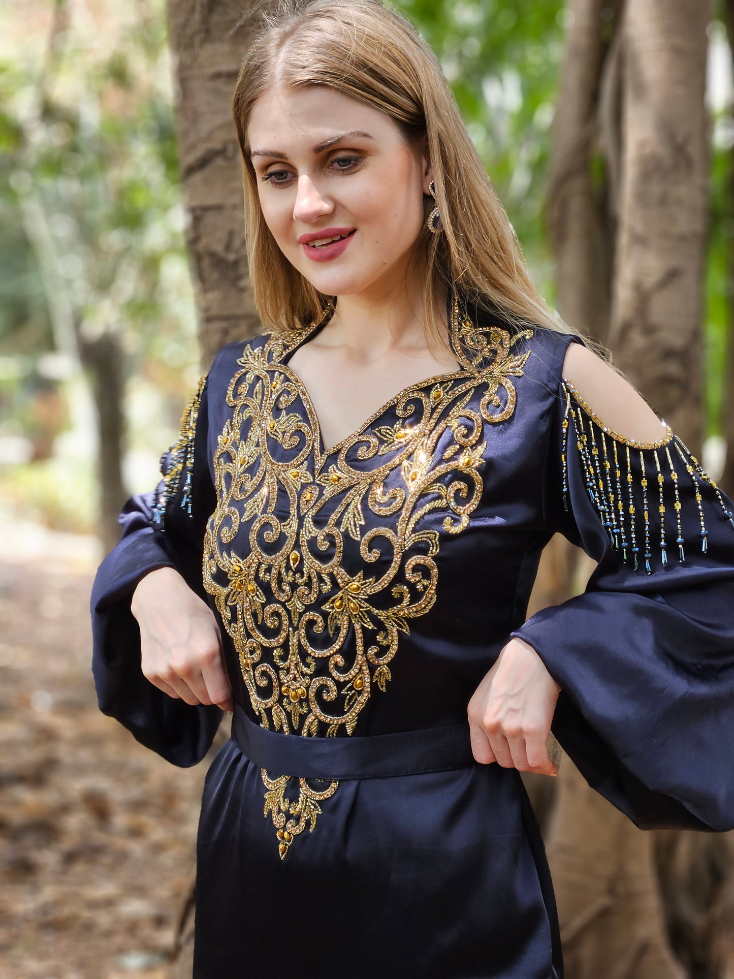 dubai dress for female party wear Luxury Dubai Black Feathers Evening Dresses SS401, Black / 4