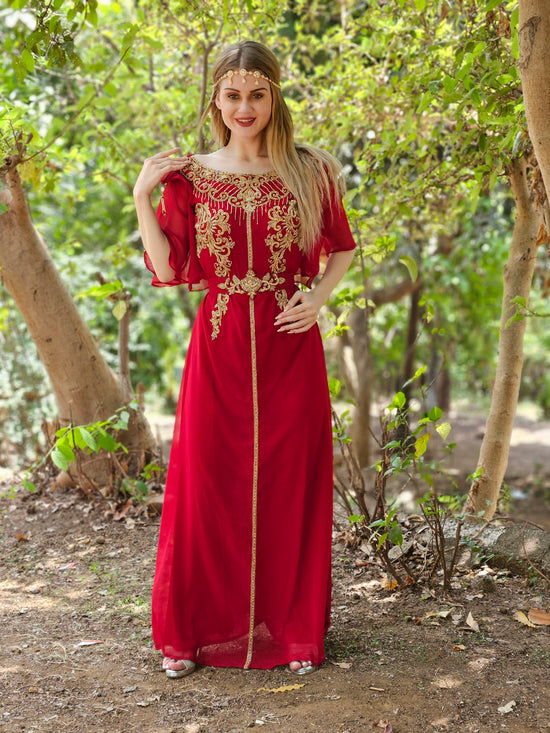 Hand Embroidered Djellaba Party Maxi Dress