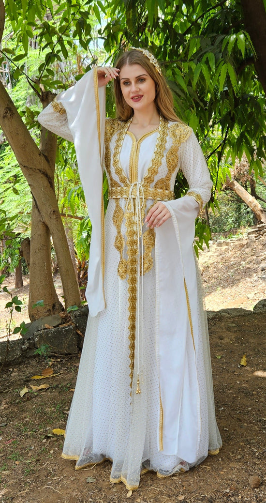 Dubai Designer Handmade Flowers Gold Evening Dresses LA6684 – SERENE HILL