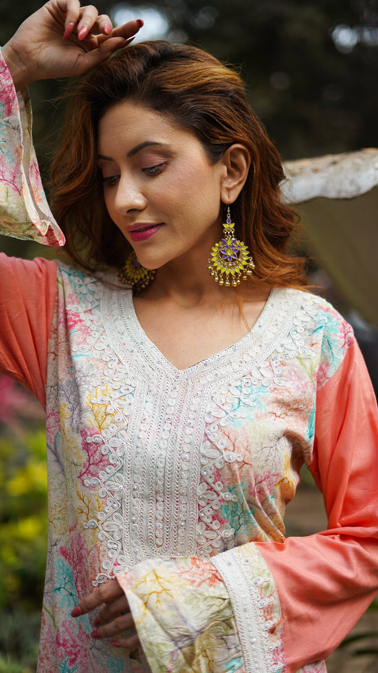 Abaya Thread Embroidery Caftan Maxi Gown