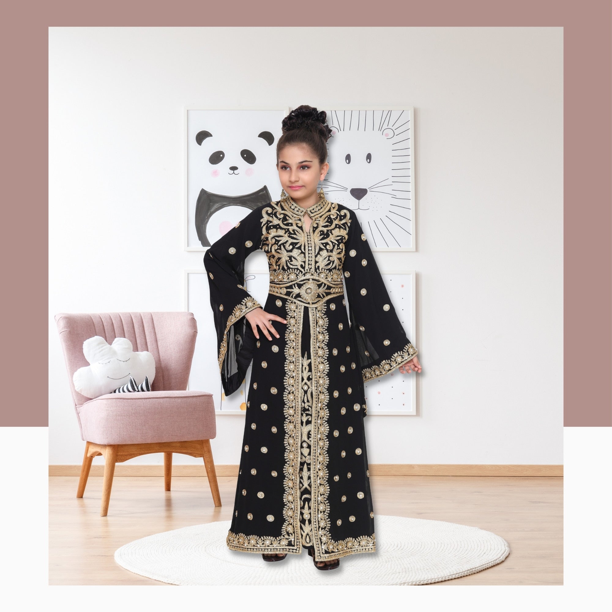 Arabian Djellaba Maxi Embroidered Dress – Maxim Creation