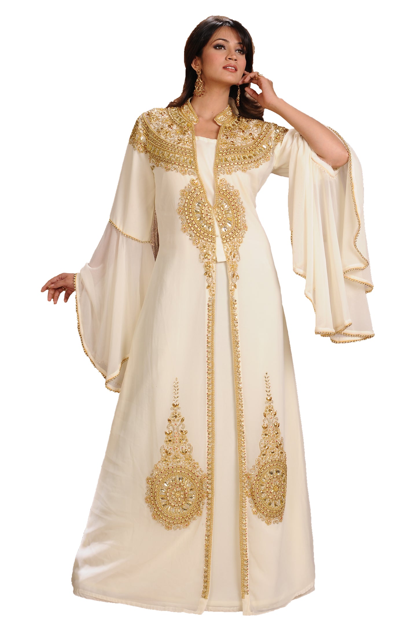 Embroidered Caftan Cocktail Party Gown - Maxim Creation