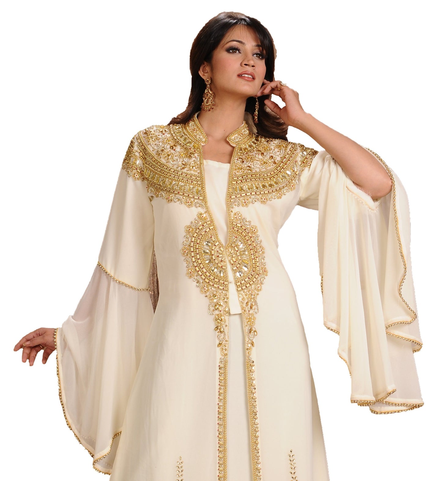 Embroidered Caftan Cocktail Party Gown Embroidered Caftan Cocktail Party Gown