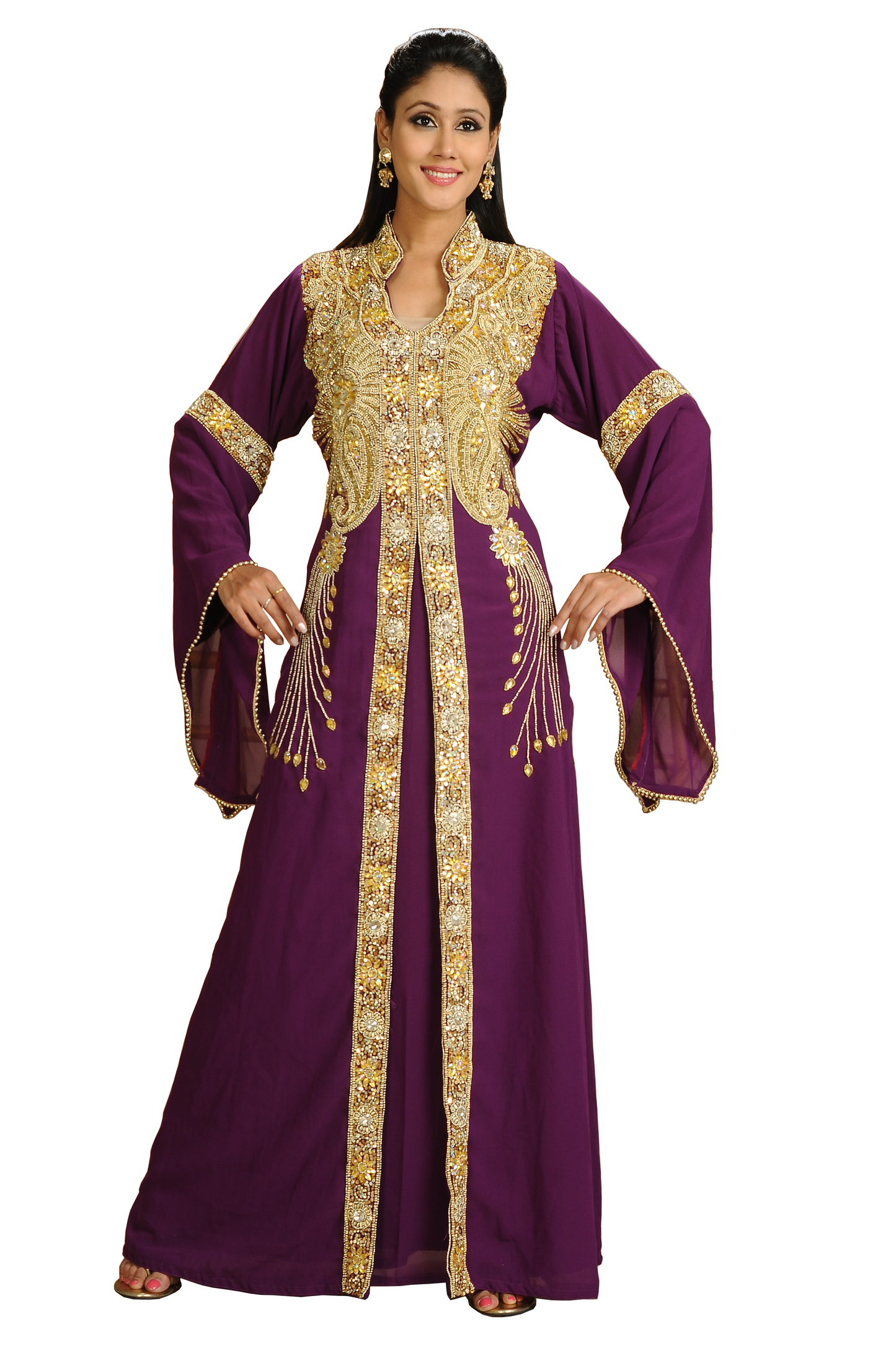 Load image into Gallery viewer, Jellabiya Maxi with Golden Embroidery - Maxim Creation
