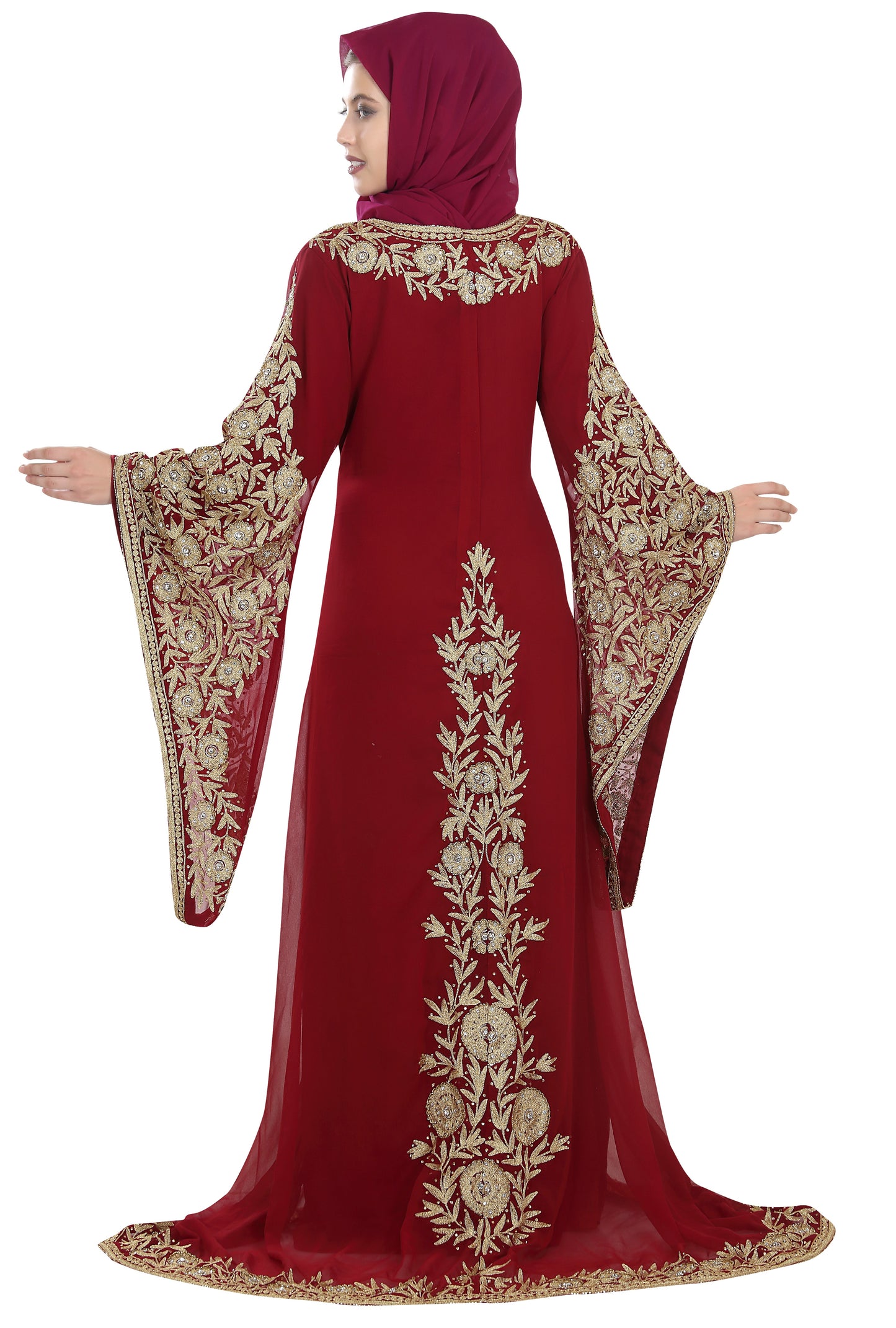 Traditional Kaftan Bell Sleeve Wedding Gown - Maxim Creation