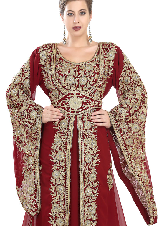 Load image into Gallery viewer, Traditional Kaftan Bell Sleeve Wedding Gown - Maxim Creation
