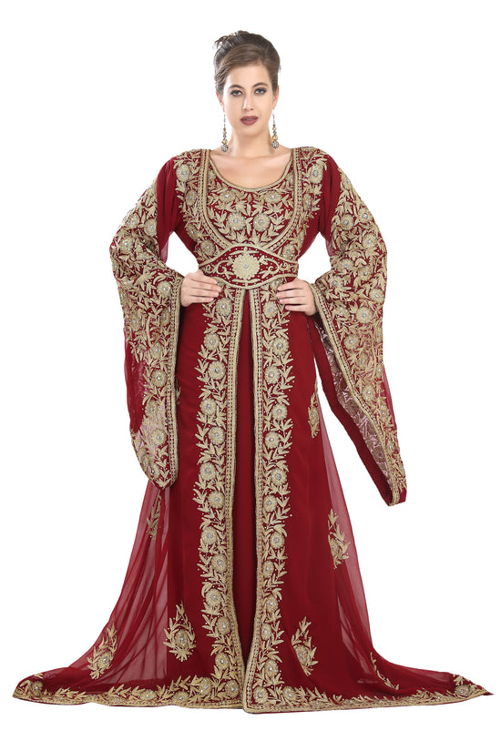 Load image into Gallery viewer, Traditional Kaftan Bell Sleeve Wedding Gown - Maxim Creation

