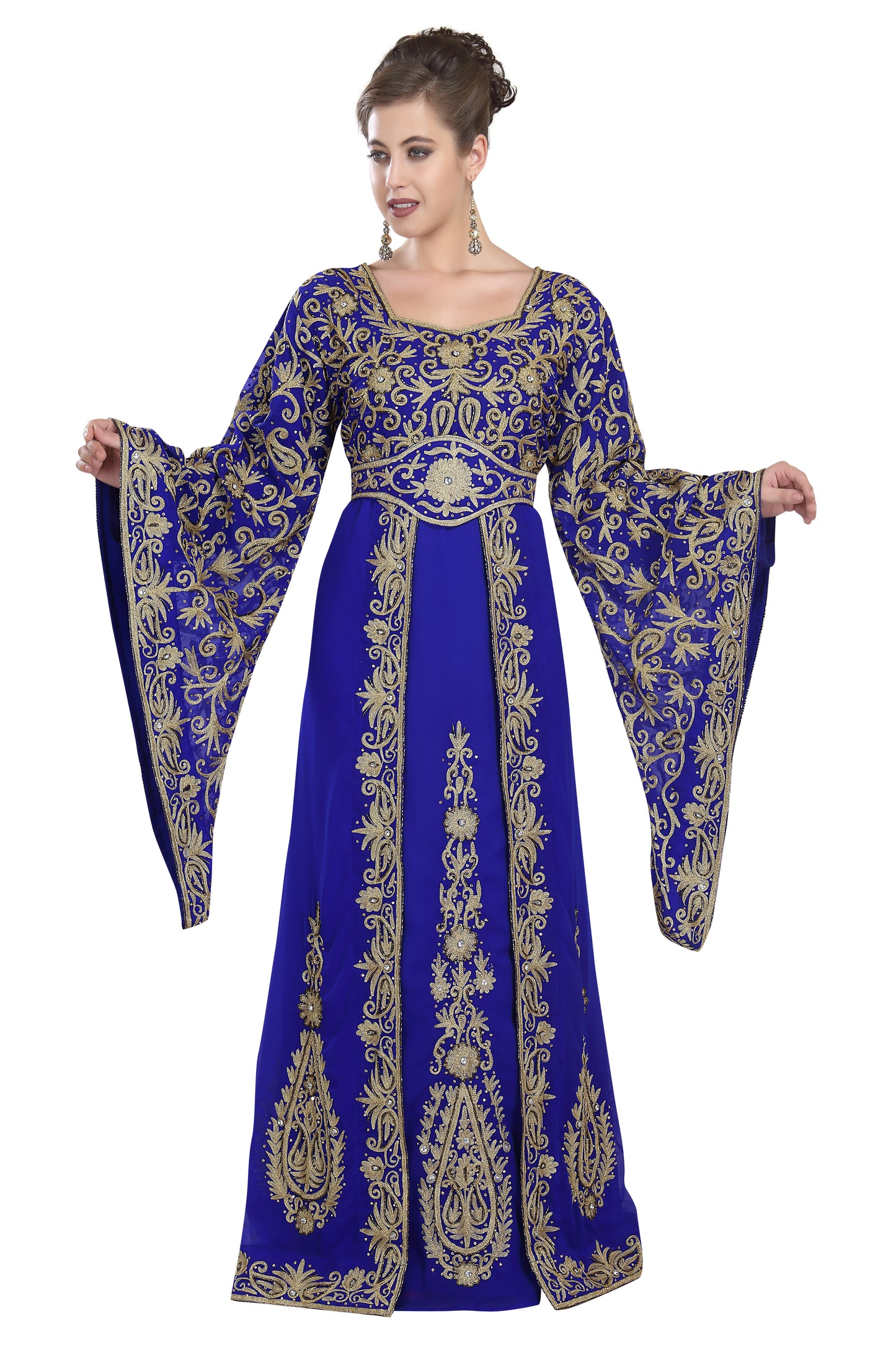 Embroidered Jellabiya Dubai Caftan Dress M / 54 Inches / Matching Embroidered Scarf (24 X 71 Inches) Embroidered Jellabiya Dubai Caftan Dress M / 54 Inches / Matching Embroidered Scarf (24 X 71 Inches)