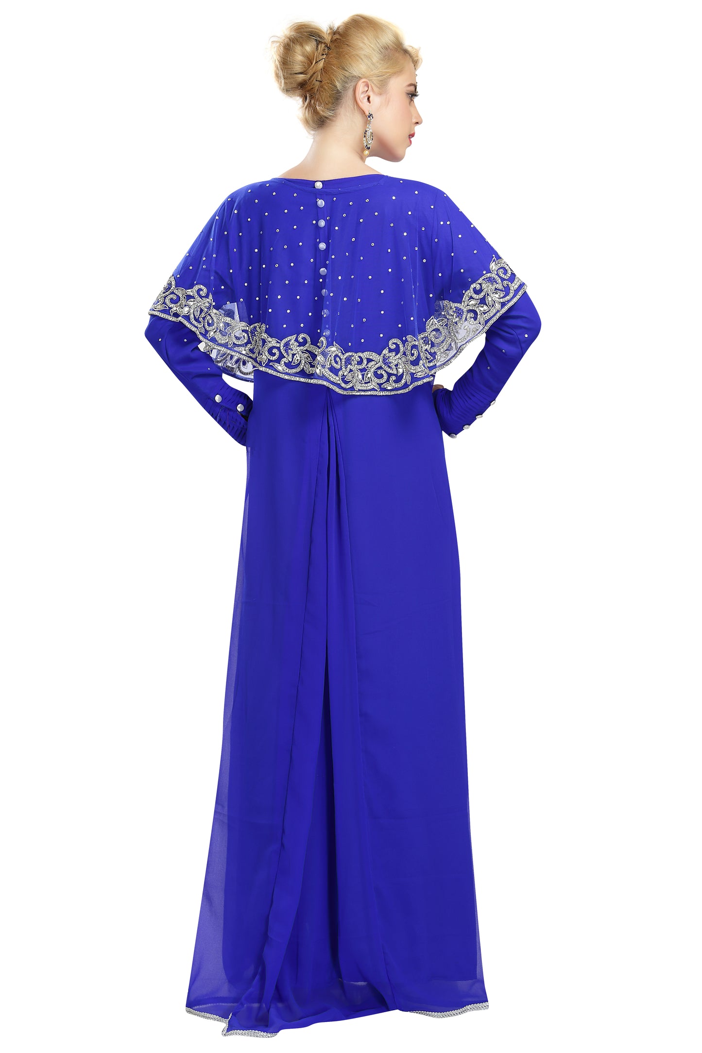 Moroccan Takchita with Glass Crystal Embroidered Dress - Maxim Creation