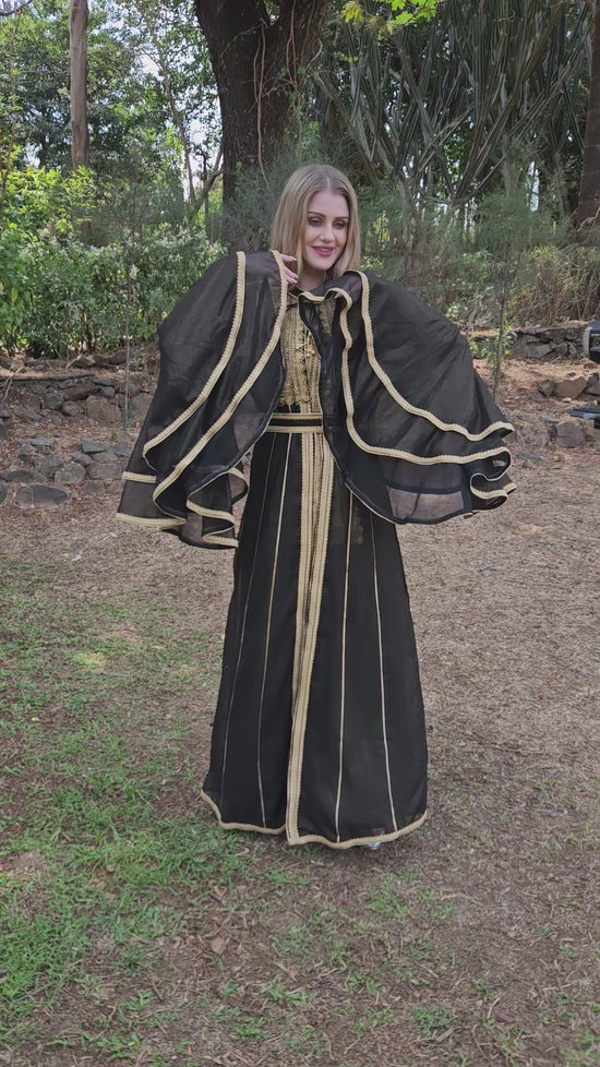 Load and play video in Gallery viewer, Designer Abaya Caftan Haute Maxi Dress
