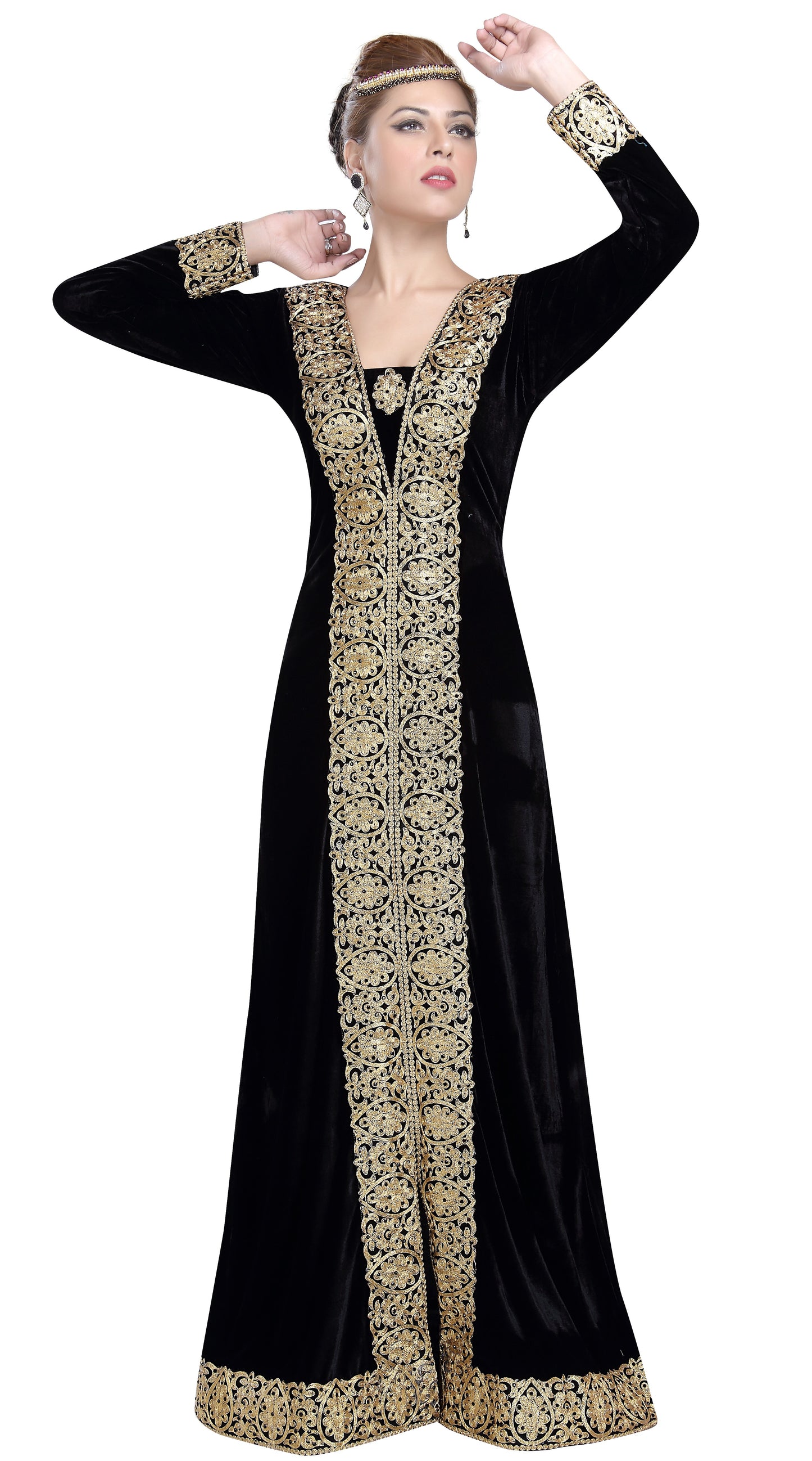 Black Embroidered Georgette Gown