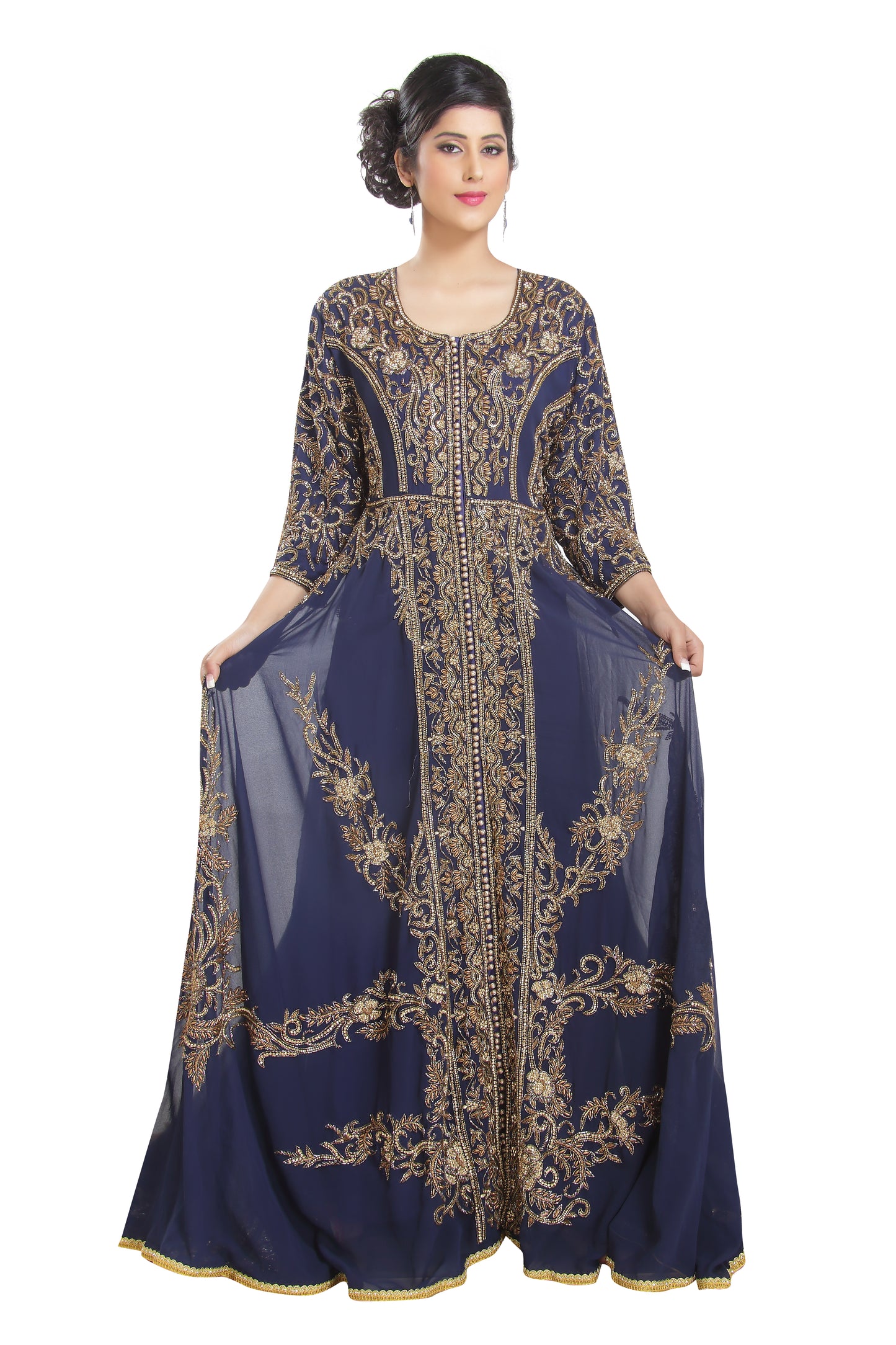 Next PLISSE LONG SLEEVE - Maxi-jurk - navy blue/blauw Next PLISSE LONG SLEEVE - Maxi-jurk - navy blue/blauw