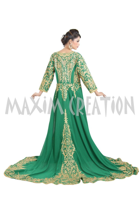 Traditional Kaftan Machine Embroidered Gown - Maxim Creation