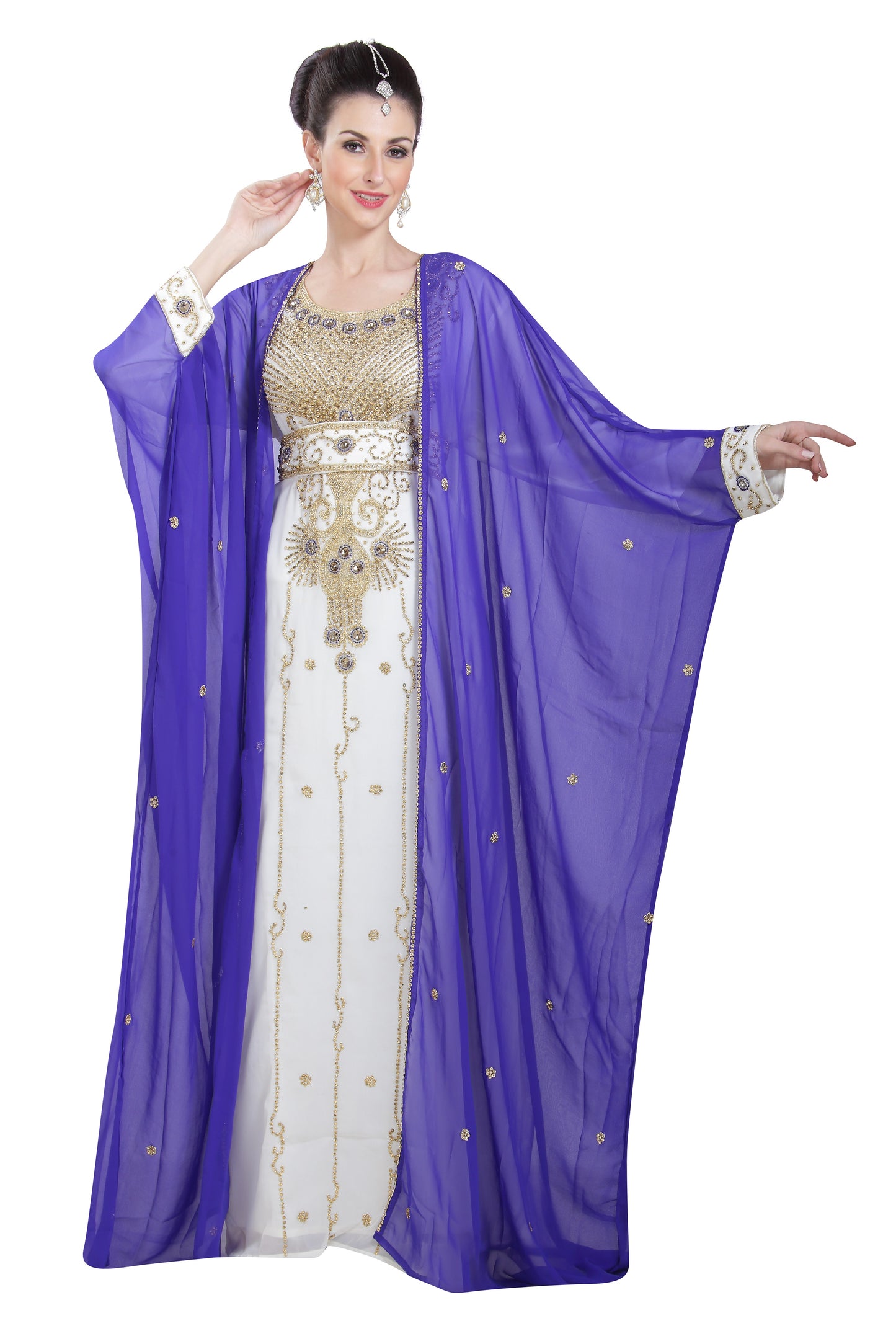 Arabian Farasha Long Sleeve Bollywood Studded Dress - Maxim Creation