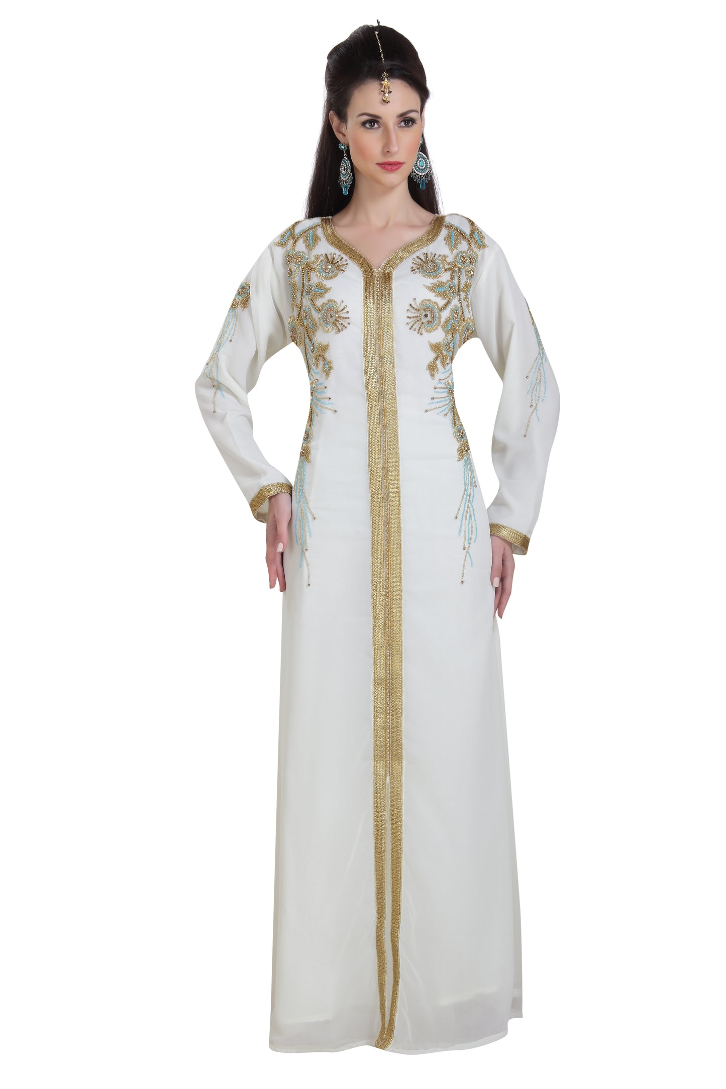 Load image into Gallery viewer, Arabic Kaftan With Colorful Hand Embroidery Work - Maxim Creation
