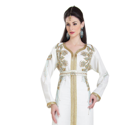 Charger l&amp;#39;image dans la galerie, Arabic Kaftan With Colorful Hand Embroidery Work - Maxim Creation
