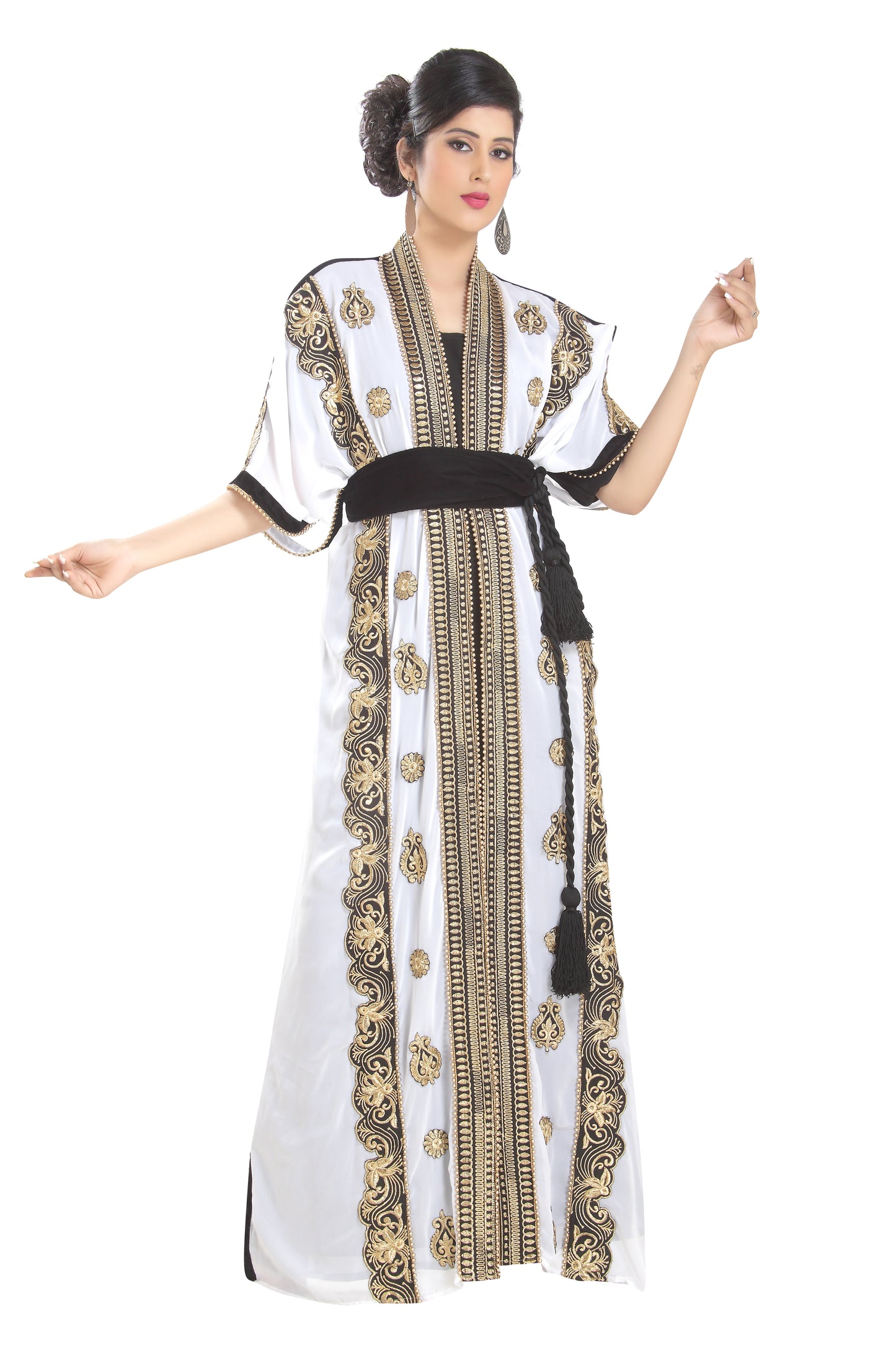 Load image into Gallery viewer, Abaya Maxi With Oriental Wedding Robe Embroidered Gown - Maxim Creation
