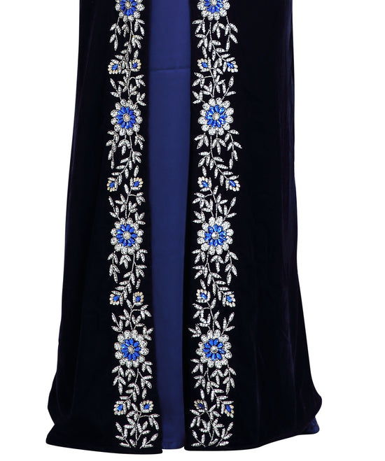 Load image into Gallery viewer, Arabian Caftan Dress With Floral Embroidery - Maxim Creation
