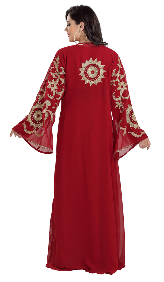 Dubai Kaftan Gown Jasmine Bridesmaid Dress in Maroon – Maxim Creation