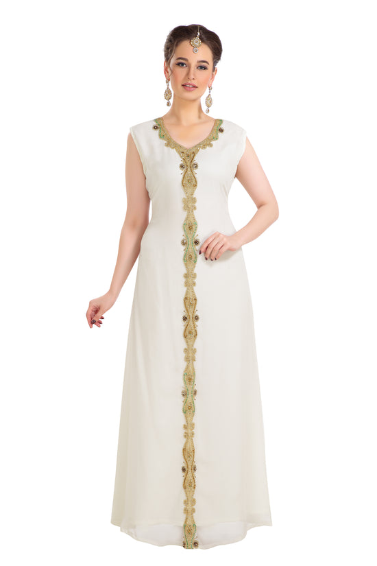Load image into Gallery viewer, Sleeveless Nightwear With Colorful Beads Maxi Gown - Maxim Creation
