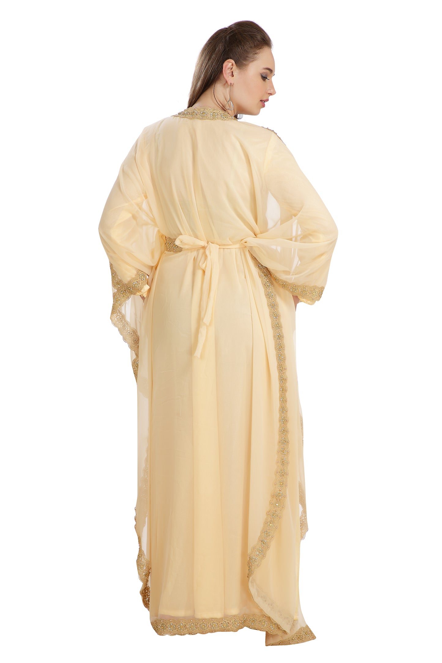Load image into Gallery viewer, Farasha Poncho in Beige Color Long Sleeve - Maxim Creation
