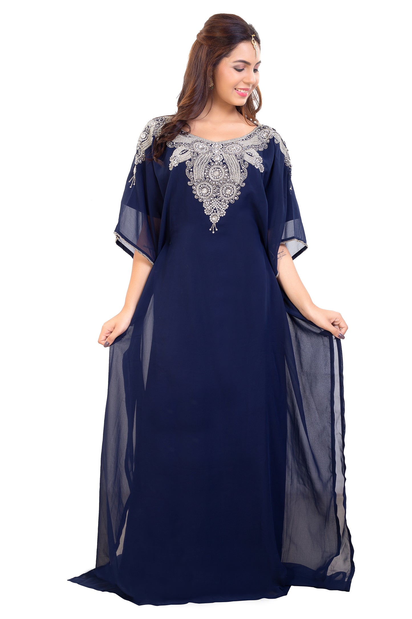 Poncho Dress Navy Blue Long Maxi Gown Maxim Creation Poncho Dress Navy Blue Long Maxi Gown Maxim Creation