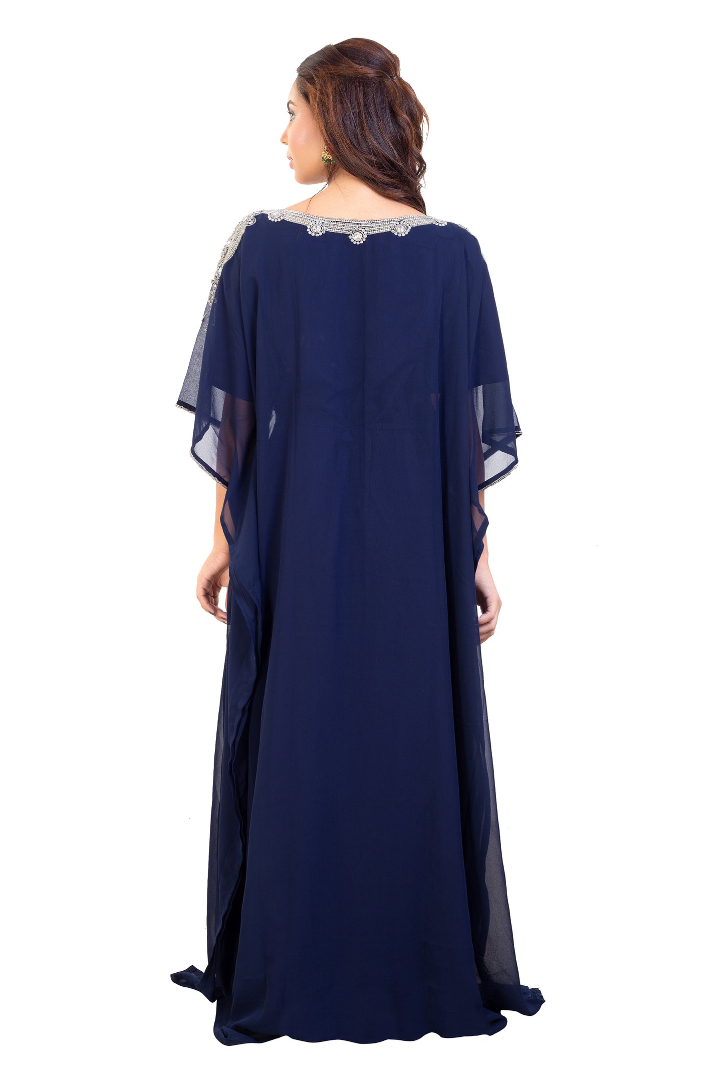 Poncho Dress Navy Blue Long Maxi Gown - Maxim Creation