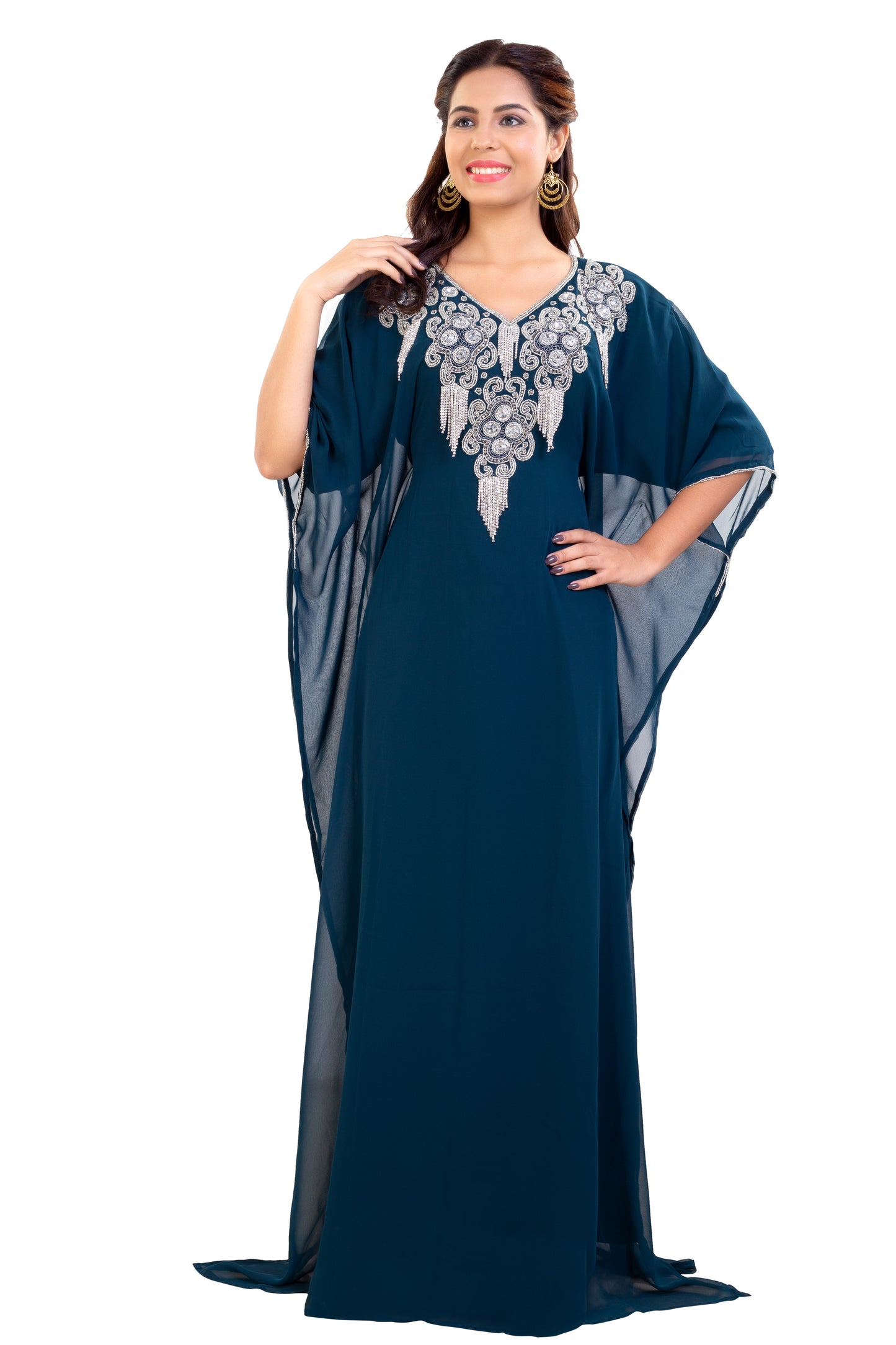Farasha Dress With Crystal Embroidery - Maxim Creation